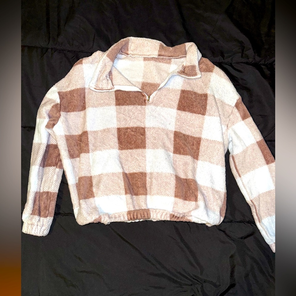 SHEIN Brown and White Fleece Top